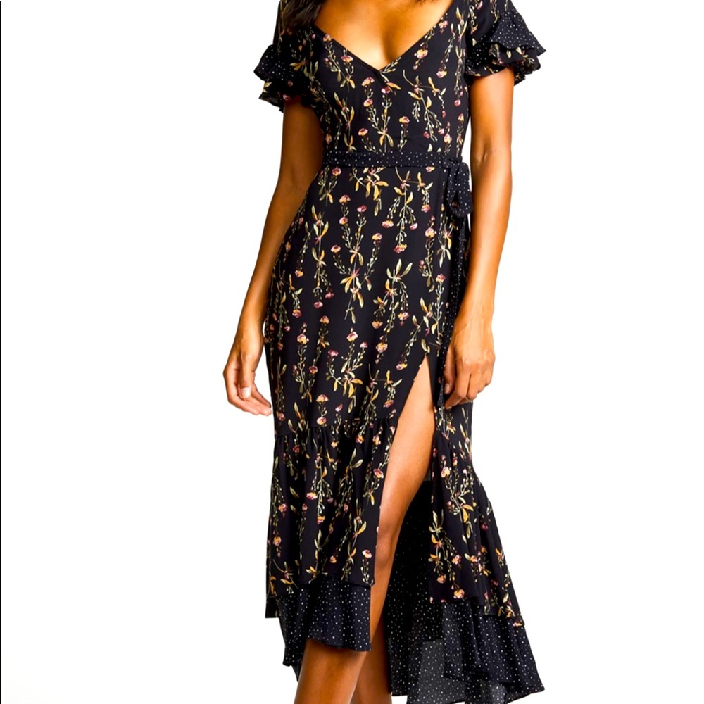 NWT LIKELY Black Floral Melanie Maxi Dress Size 0